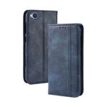Magnetic Buckle Retro Texture Horizontal Flip Leather Case for Xiaomi Redmi Go, with Holder & Card Slots & Wallet (Blue)