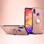 Magnetic Armor Protective Case for Xiaomi Redmi Note 7, with 360 Degree Rotation Ring Holder (Rose Gold)