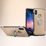 Magnetic Armor Protective Case for Xiaomi Redmi Note 6, with 360 Degree Rotation Ring Holder (Gold)