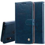 Business Style Oil Wax Texture Horizontal Flip Leather Case for Xiaomi Redmi 7, with Holder & Card Slots & Wallet (Blue)