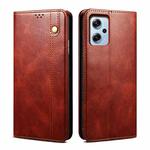 Oil Wax Crazy Horse Texture Leather Phone Case For Xiaomi Redmi Note 11T Pro+ / Note 12 T Pro / Poco X4 GT (Brown)