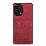 Denior PU Back Cover Card Slot Holder Phone Case For Xiaomi Redmi Note 12 Turbo / Poco F5 (Red)