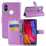 Litchi Texture Horizontal Flip Leather Case for Xiaomi Mi 8 SE, with Wallet & Holder & Card Slots (Purple)