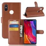 Litchi Texture Horizontal Flip Leather Case for Xiaomi Mi 8 SE, with Wallet & Holder & Card Slots (Brown)