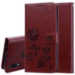 Rose Embossed Horizontal Flip PU Leather Case for Xiaomi Redmi 7, with Holder & Card Slots & Wallet (Brown)
