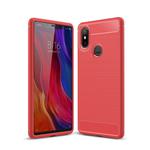 Brushed Texture Carbon Fiber Shockproof TPU Case for Xiaomi Mi 8 SE (Red)