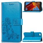 Lucky Clover Pressed Flowers Pattern Leather Case for Xiaomi Redmi Go, with Holder & Card Slots & Wallet & Hand Strap (Blue)