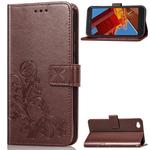 Lucky Clover Pressed Flowers Pattern Leather Case for Xiaomi Redmi Go, with Holder & Card Slots & Wallet & Hand Strap (Brown)