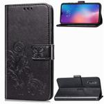 Lucky Clover Pressed Flowers Pattern Leather Case for Xiaomi Mi 9, with Holder & Card Slots & Wallet & Hand Strap(Black)