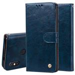 Business Style Oil Wax Texture Horizontal Flip Leather Case for Xiaomi Redmi Note 5 Pro, with Holder & Card Slots & Wallet (Blue)