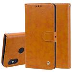 Business Style Oil Wax Texture Horizontal Flip Leather Case for Xiaomi Redmi Note 5 Pro, with Holder & Card Slots & Wallet (Brown)