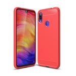 Brushed Texture Carbon Fiber TPU Case for Xiaomi Redmi Note 7 / Redmi Note 7 Pro(Red)