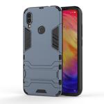 Shockproof PC + TPU Case for XiaoMi RedMi Note 7, with Holder (Navy Blue)