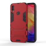 Shockproof PC + TPU Case for XiaoMi RedMi Note 7, with Holder (Red)