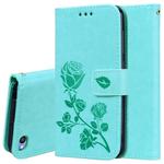 Rose Embossed Horizontal Flip PU Leather Case for Xiaomi Redmi Go, with Holder & Card Slots & Wallet(Green)