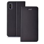 Ultra-thin Pressed Magnetic Card TPU+PU Leather Case for iPhone X / XS, with Card Slot & Holder (Black)