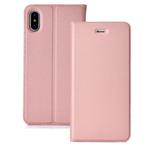 Ultra-thin Pressed Magnetic Card TPU+PU Leather Case for iPhone X / XS, with Card Slot & Holder (Rose Gold)