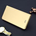 Ultra-thin Pressed Magnetic TPU+PU Leather Case for iPhone 6 Plus & 6s Plus, with Card Slot & Holder (Gold)