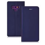 Ultra-thin Pressed Magnetic TPU+PU Leathe Case for Galaxy Note 9, with Card Slot & Holder (Blue)