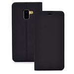 Ultra-thin Pressed Magnetic TPU+PU Leathe Case for Galaxy A8 (2018), with Card Slot & Holder (Black)