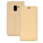 Ultra-thin Pressed Magnetic TPU+PU Leathe Case for Galaxy A8 (2018), with Card Slot & Holder (Gold)