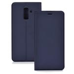 Ultra-thin Pressed Magnetic TPU+PU Leathe Case for Galaxy J8 (2018), with Card Slot & Holder (Blue)