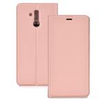 Ultra-thin Pressed Magnetic TPU+PU Leathe Case for Huawei Mate 20 Lite, with Card Slot & Holder (Rose Gold)