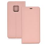 Ultra-thin Pressed Magnetic TPU+PU Leathe Case for Huawei Mate 20 Pro, with Card Slot & Holder (Rose Gold)