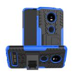 Tire Texture TPU+PC Shockproof Phone Case for Motorola Moto Z4 Play (with Fingerprint Hole), with Holder (Blue)