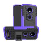 Tire Texture TPU+PC Shockproof Phone Case for Motorola Moto Z4 Play (with Fingerprint Hole), with Holder (Purple)