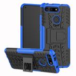 Tire Texture TPU+PC Shockproof Phone Case for Huawei Honor V20, with Holder (Blue)