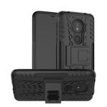 Tire Texture TPU+PC Shockproof Phone Case for Motorola Moto G7 Power, with Holder (Black)