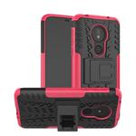 Tire Texture TPU+PC Shockproof Phone Case for Motorola Moto G7 Power, with Holder (Pink)