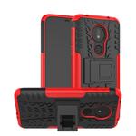 Tire Texture TPU+PC Shockproof Phone Case for Motorola Moto G7 Power, with Holder (Red)