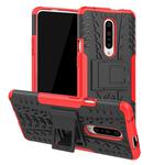 Tire Texture TPU+PC Shockproof Phone Case for OnePlus 7, with Holder (Red)
