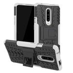 Tire Texture TPU+PC Shockproof Phone Case for OnePlus 7, with Holder (White)