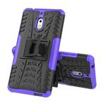 Tire Texture TPU+PC Shockproof Phone Case for Nokia 2.1, with Holder (Purple)