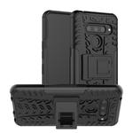 Tire Texture TPU+PC Shockproof Case for LG V50 ThinQ, with Holder (Black)