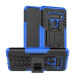 Tire Texture TPU+PC Shockproof Case for LG V50 ThinQ, with Holder (Blue)