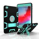 Contrast Color Silicone + PC Shockproof Case for iPad mini 5 / mini 4, with Holder(Black+Mint Green)