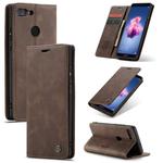 CaseMe Multifunctional Retro Frosted Horizontal Flip Leather Case for Huawei P Smart / Enjoy 7S /  Honor 9 Lite, with Card Slots & Holder & Wallet(Coffee)