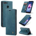 CaseMe Multifunctional Retro Frosted Horizontal Flip Leather Case for Huawei P Smart / Enjoy 7S /  Honor 9 Lite, with Card Slots & Holder & Wallet(Blue)