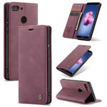 CaseMe Multifunctional Retro Frosted Horizontal Flip Leather Case for Huawei P Smart / Enjoy 7S /  Honor 9 Lite, with Card Slots & Holder & Wallet(Wine Red)