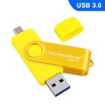 MicroDrive 16GB USB 3.0 Android Phone & Computer Dual-use Rotary Metal U Disk (Yellow)
