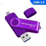 MicroDrive 32GB USB 3.0 Android Phone & Computer Dual-use Rotary Metal U Disk (Purple)