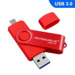 MicroDrive 32GB USB 3.0 Android Phone & Computer Dual-use Rotary Metal U Disk (Red)