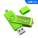 MicroDrive 64GB USB 3.0 Android Phone & Computer Dual-use Rotary Metal U Disk (Green)