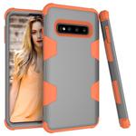 Contrast Color Silicone + PC Shockproof Case for Galaxy S10 (Grey+Orange)