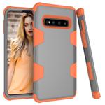 Contrast Color Silicone + PC Shockproof Case for Galaxy S10+ (Grey+Orange)