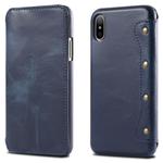 For iPhone X / XS Oil Wax Cowhide Horizontal Flip Leather Case with Card Slots & Wallet